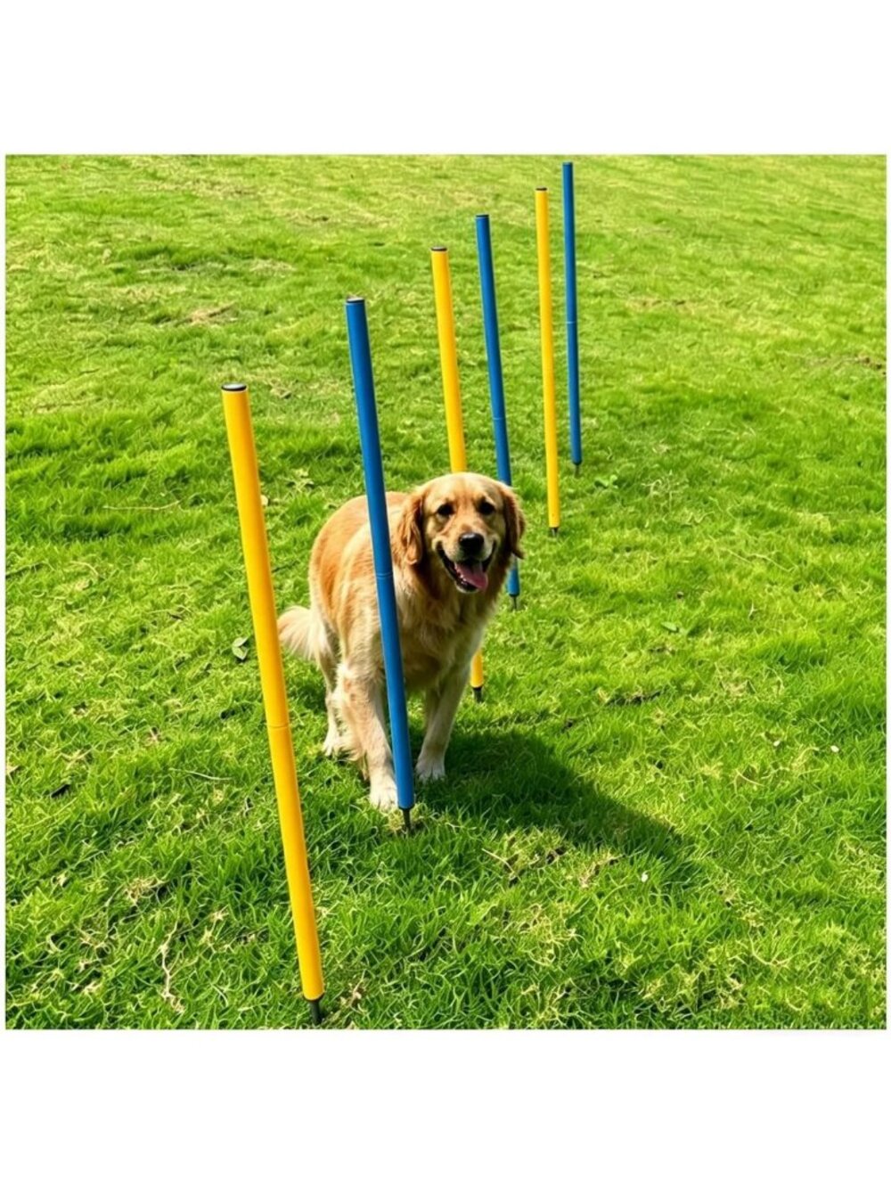 6-Pack Dog Agility Weave Poles with Ground Stakes for Backyard Training Fun